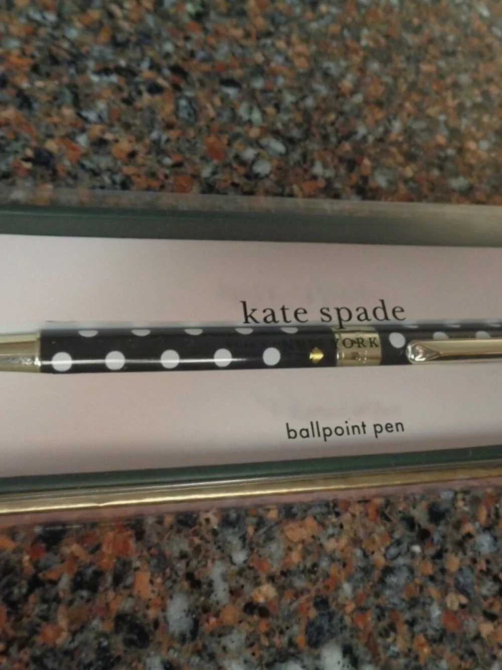 Kate Spade New York Polka Dot Ball Point Pen Navy Blue & Gold